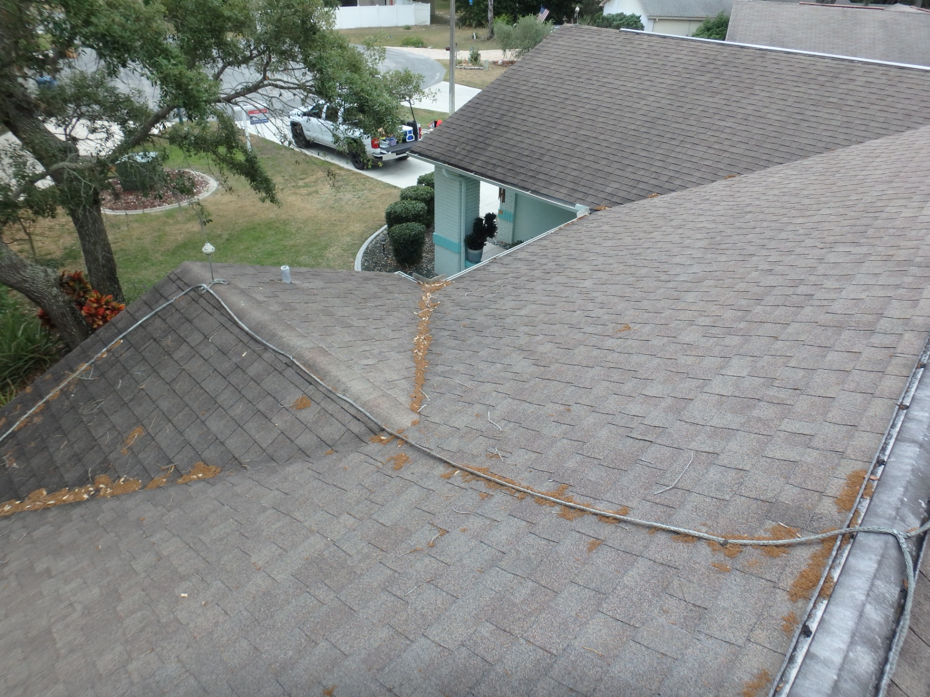 Debris-Covered Shingle Roof → Fresh Architectural Install before