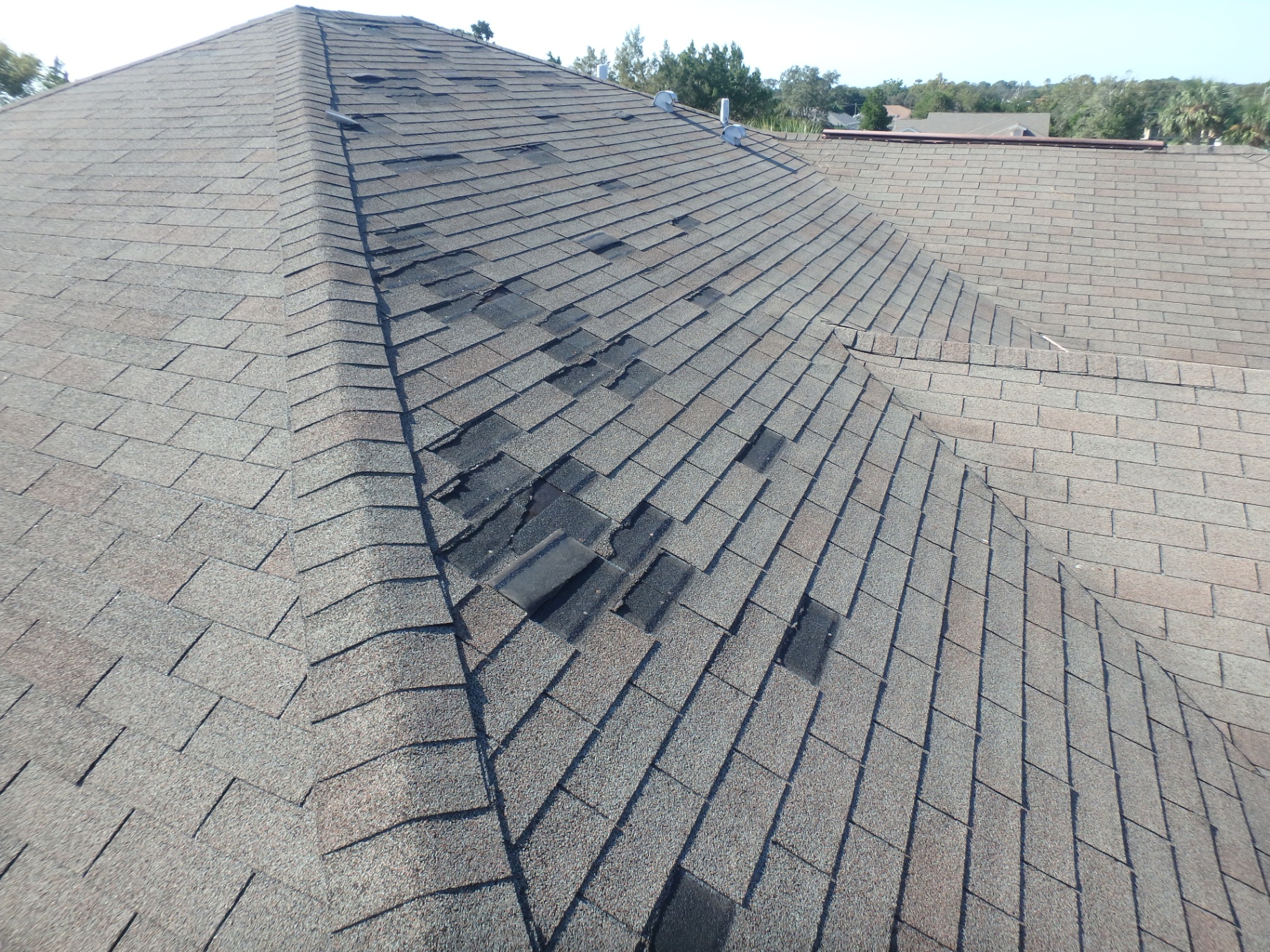 Damaged roof before